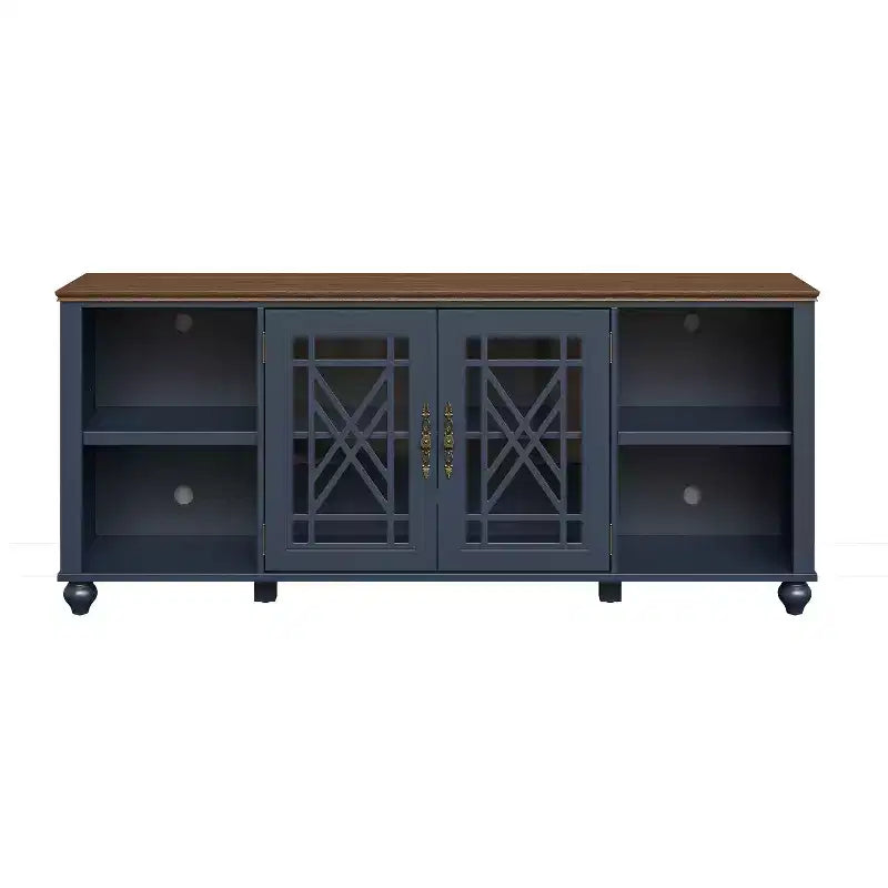 Mobile Porta TV da 70" Stile Vintage, Blu Navy, per TV fino a 80"