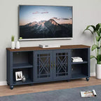 Mobile Porta TV da 70" Stile Vintage, Blu Navy, per TV fino a 80"