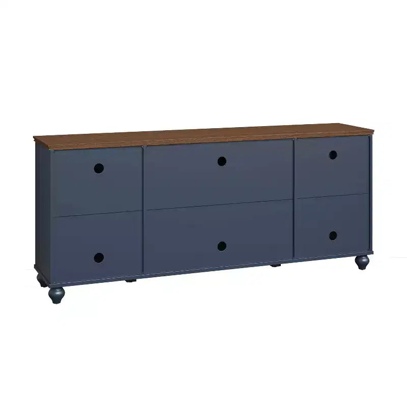 Mobile Porta TV da 70" Stile Vintage, Blu Navy, per TV fino a 80"