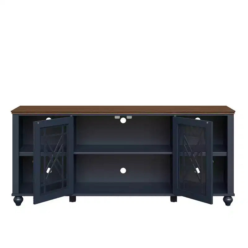 Mobile Porta TV da 70" Stile Vintage, Blu Navy, per TV fino a 80"