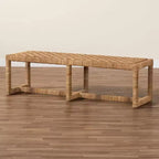 bali & pari Cipally Seagrass and Mahogany Wood Accent Bench Natural