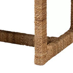 Panca accentata in giunco marino naturale e legno di mogano, a trama intrecciata, 1 posto