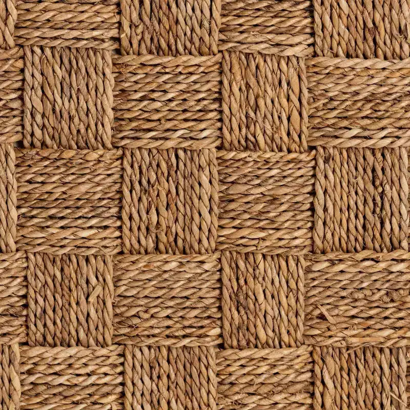 Panca accentata in giunco marino naturale e legno di mogano, a trama intrecciata, 1 posto