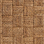 Panca accentata in giunco marino naturale e legno di mogano, a trama intrecciata, 1 posto