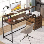 Scrivania da computer marrone da 160 cm con supporto per monitor, monoposto