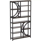 Libreria Etagere Geometrica a 8 Ripiani Marrone e Nera, con Mensole Aperte, Monoutente