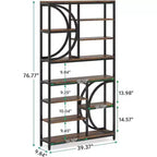 Libreria Etagere Geometrica a 8 Ripiani Marrone e Nera, con Mensole Aperte, Monoutente