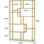 Libreria Etagere 8 Ripiani Bianca e Dorata, Montaggio Singolo
