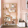 Libreria Etagere 8 Ripiani Bianca e Dorata, Montaggio Singolo
