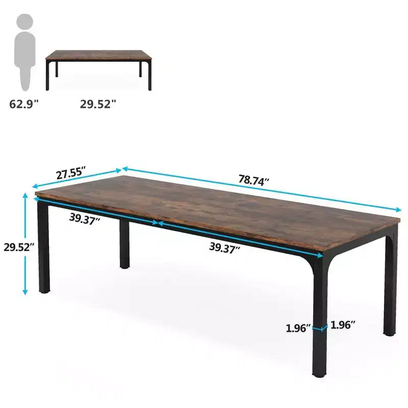 Scrivania extra-lunga da 200 cm marrone e nera per 2 persone