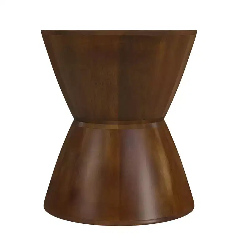 Tavolino Rotondo Marrone in Legno di Mango, 1 Pezzo