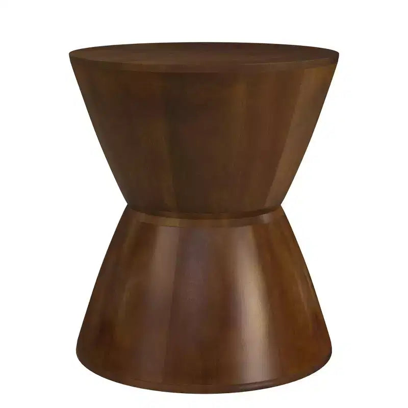 Tavolino Rotondo Marrone in Legno di Mango, 1 Pezzo