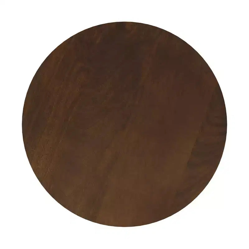 Tavolino Rotondo Marrone in Legno di Mango, 1 Pezzo