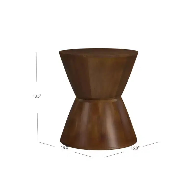 Tavolino Rotondo Marrone in Legno di Mango, 1 Pezzo