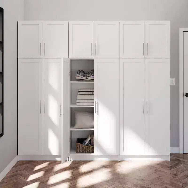 Set di 6 Mobili Contenitori con Ante a Pannello Bianco