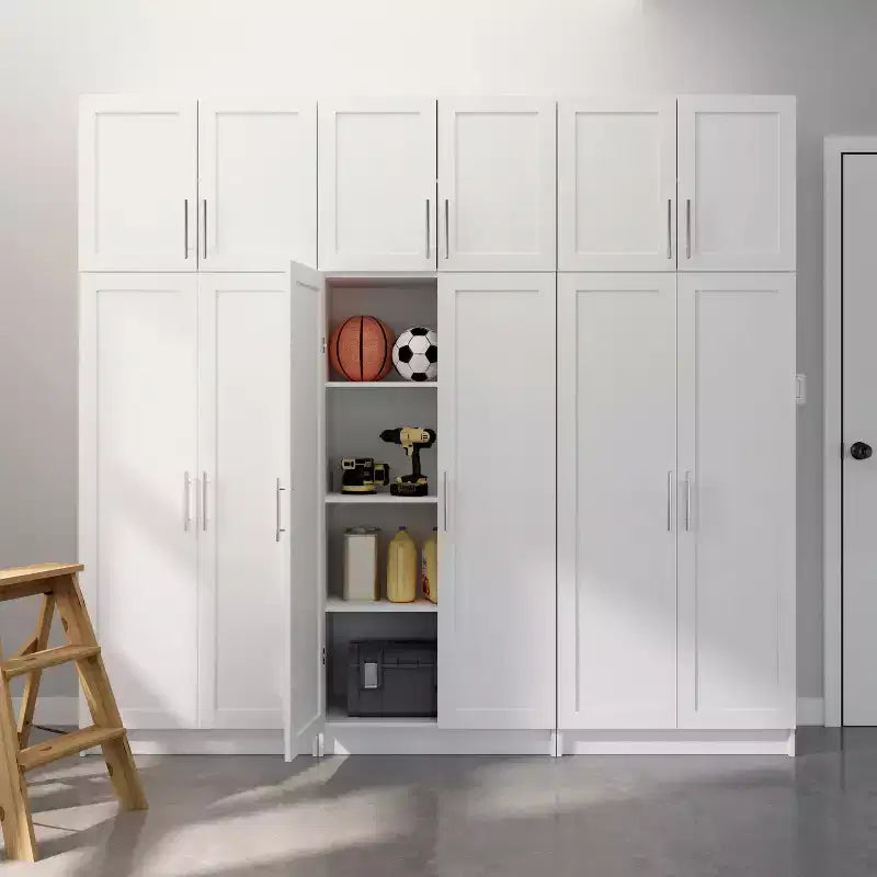 Set di 6 Mobili Contenitori con Ante a Pannello Bianco