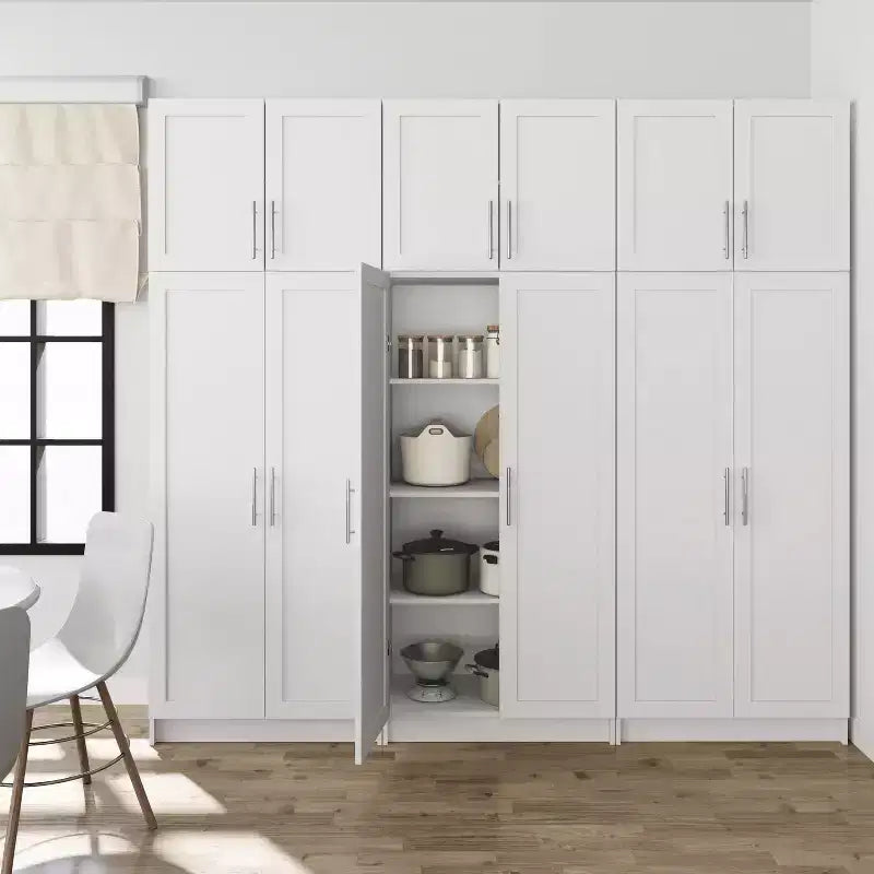 Set di 6 Mobili Contenitori con Ante a Pannello Bianco