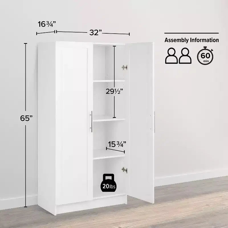 Set di 6 Mobili Contenitori con Ante a Pannello Bianco