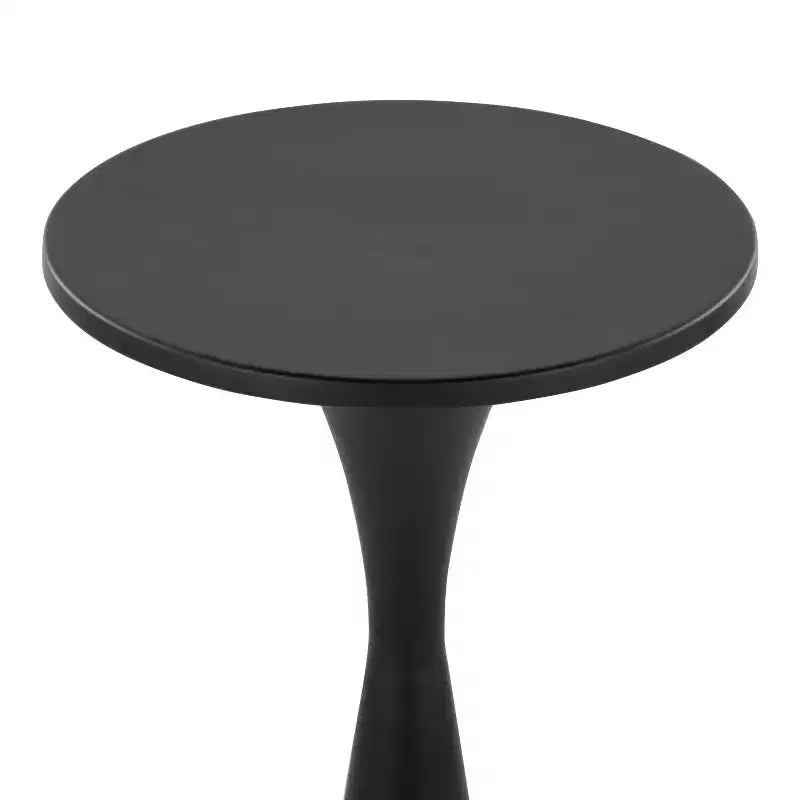 Tavolino Rotondo in Metallo Nero, Base a Clessidra, Monouso