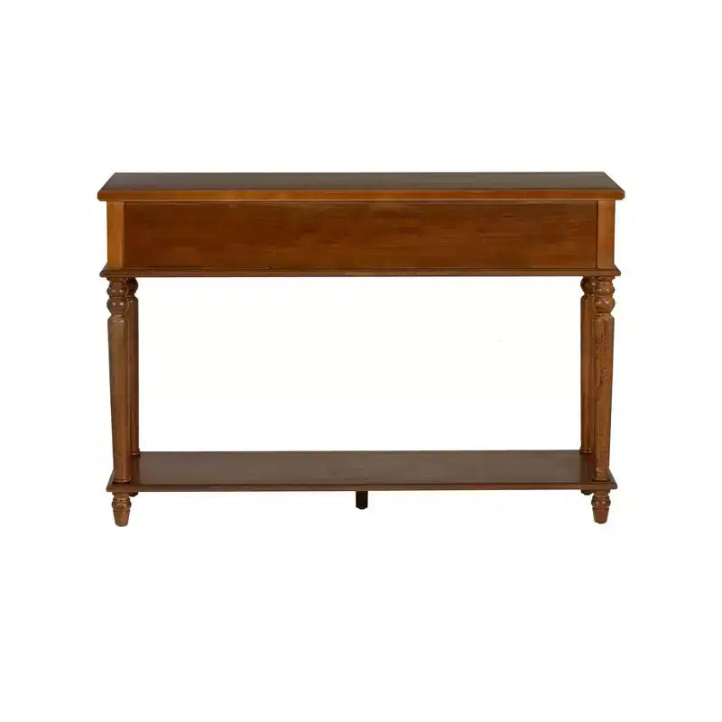 Consolle rustica marrone nocciola con 2 cassetti e ripiano aperto