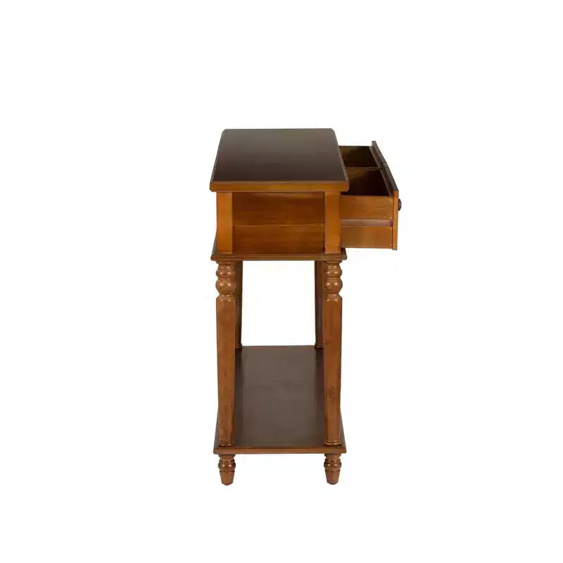 Consolle rustica marrone nocciola con 2 cassetti e ripiano aperto