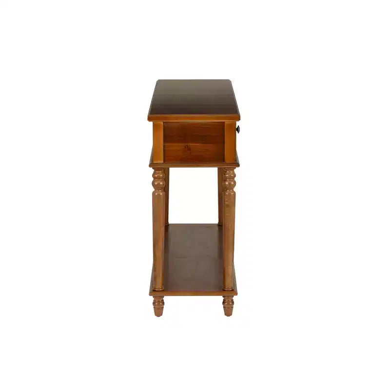 Consolle rustica marrone nocciola con 2 cassetti e ripiano aperto