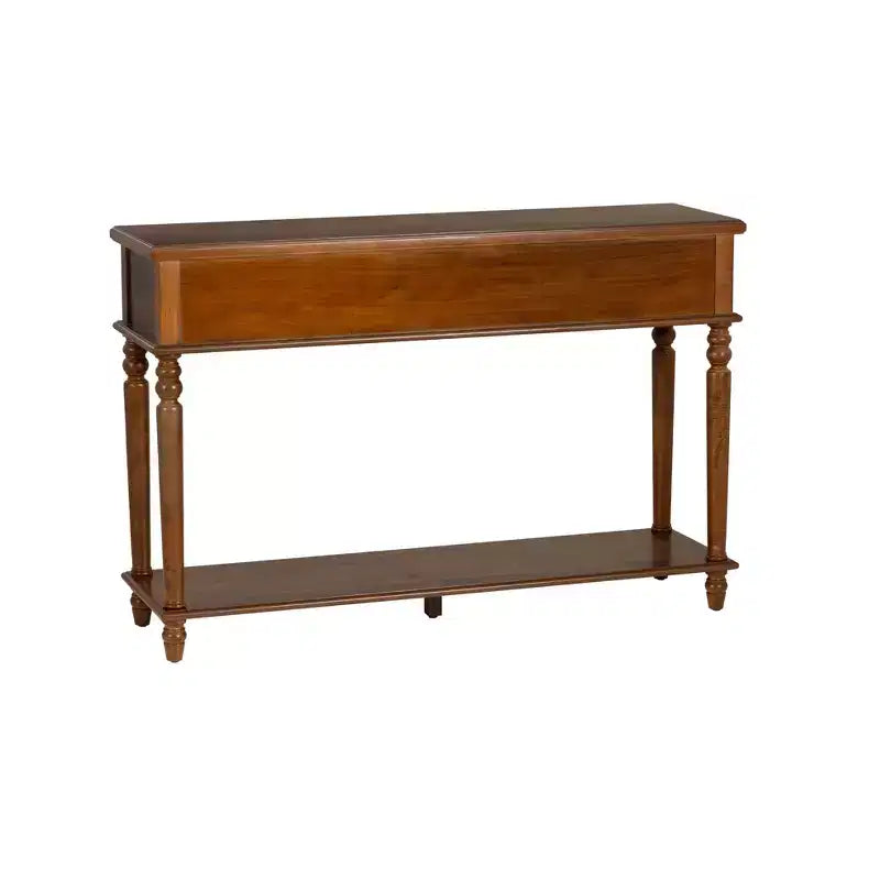 Consolle rustica marrone nocciola con 2 cassetti e ripiano aperto