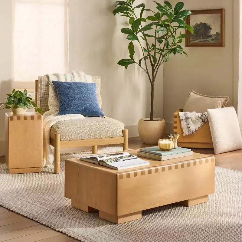 Tavolino Accent Quadrato Marrone, Legno di Pioppo, Singolo