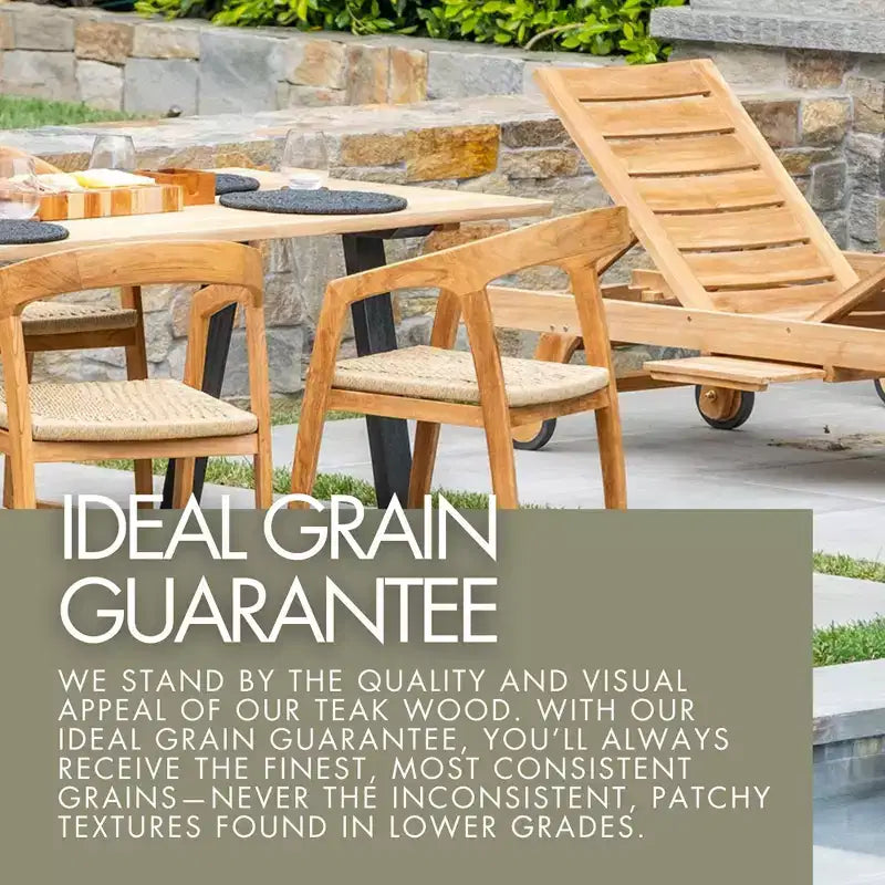 Tavolo da pranzo quadrato beige in teak per esterni per 4 persone