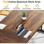 Tavolo da conferenza rettangolare da 6 piedi, marrone e bianco, 6 posti