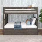Letto a castello Twin-Over-Twin con rotelle e scala laterale, argilla/bianco, 3 posti letto