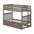 Letto a castello Twin-Over-Twin con rotelle e scala laterale, argilla/bianco, 3 posti letto