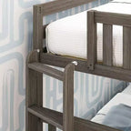 Letto a castello Twin-Over-Twin con rotelle e scala laterale, argilla/bianco, 3 posti letto