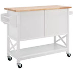 Carrello da Cucina Bianco e Naturale a 2 Ante e 1 Ripiano con Ruote Bloccabili – Montaggio da 1 Persona
