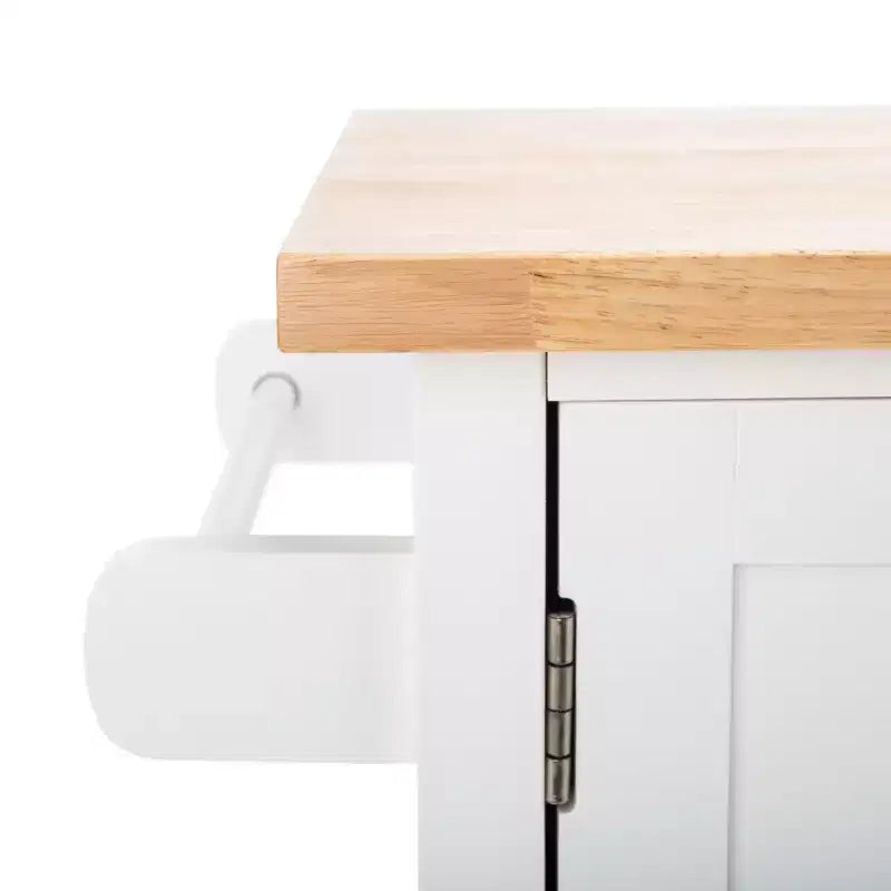 Carrello da Cucina Bianco e Naturale a 2 Ante e 1 Ripiano con Ruote Bloccabili – Montaggio da 1 Persona