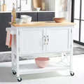 Carrello da Cucina Bianco e Naturale a 2 Ante e 1 Ripiano con Ruote Bloccabili – Montaggio da 1 Persona