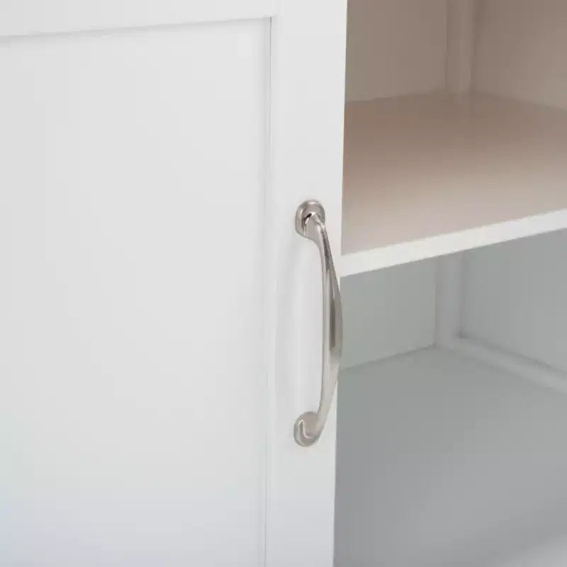 Carrello da Cucina Bianco e Naturale a 2 Ante e 1 Ripiano con Ruote Bloccabili – Montaggio da 1 Persona