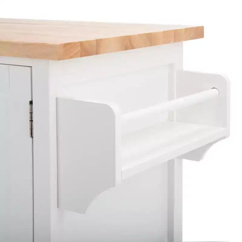 Carrello da Cucina Bianco e Naturale a 2 Ante e 1 Ripiano con Ruote Bloccabili – Montaggio da 1 Persona