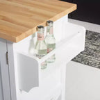 Carrello da Cucina Bianco e Naturale a 2 Ante e 1 Ripiano con Ruote Bloccabili – Montaggio da 1 Persona