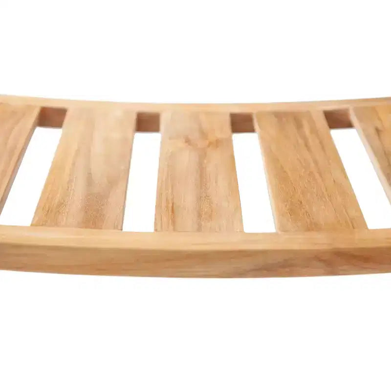 Panca da doccia in legno di teak con mensola, rettangolare a doghe, marrone naturale, 1 persona
