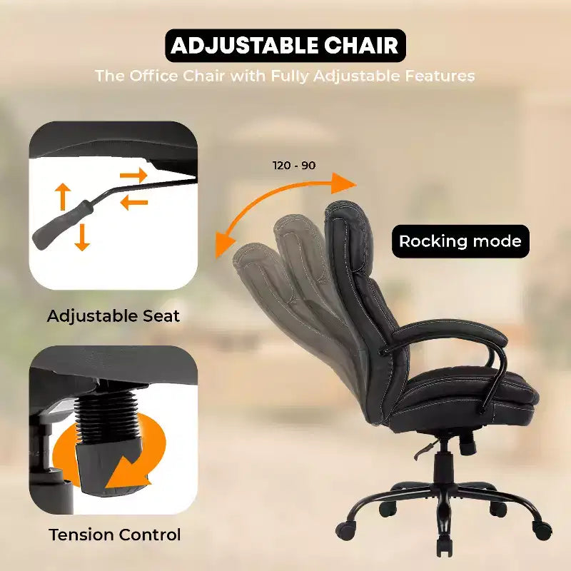 Sedia da ufficio ergonomica nera con supporto lombare, altezza regolabile, sedile singolo