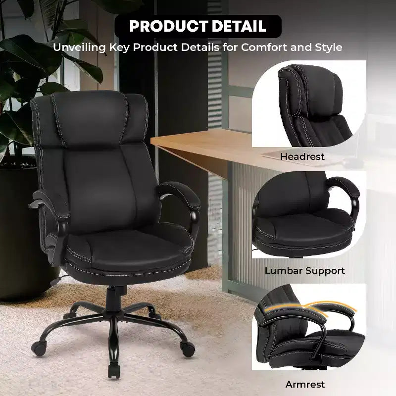 Sedia da ufficio ergonomica nera con supporto lombare, altezza regolabile, sedile singolo