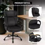 Sedia da ufficio ergonomica nera con supporto lombare, altezza regolabile, sedile singolo