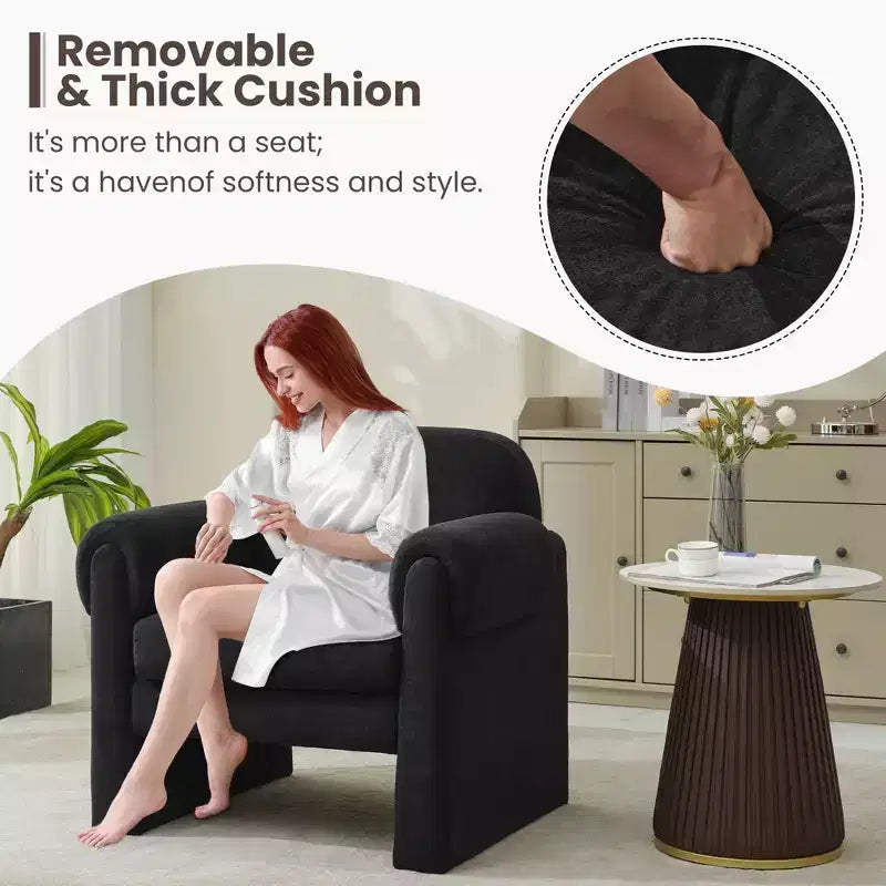 Poltrona accent imbottita beige / nera / grigia / arancione / rossa, sedile singolo