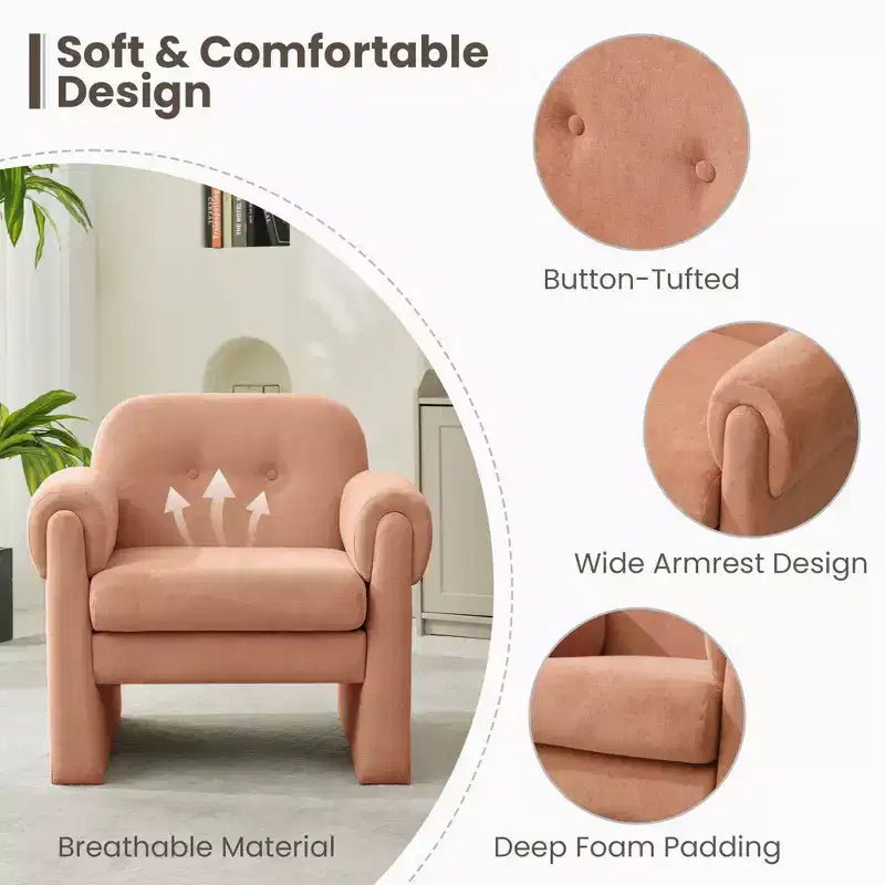 Poltrona accent imbottita beige / nera / grigia / arancione / rossa, sedile singolo