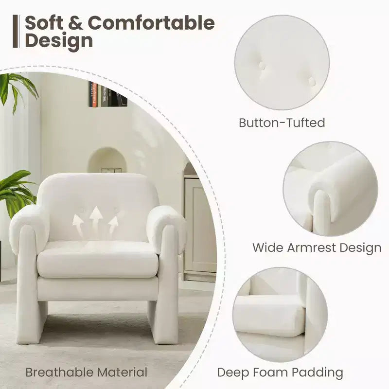 Poltrona accent imbottita beige / nera / grigia / arancione / rossa, sedile singolo