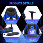 Sedia da Gaming Racing, Nera/Blu/Mimetica/Grigia/Rosa/Rossa/Bianca, Monoposto, Girevole