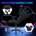 Sedia da Gaming Racing, Nera/Blu/Mimetica/Grigia/Rosa/Rossa/Bianca, Monoposto, Girevole