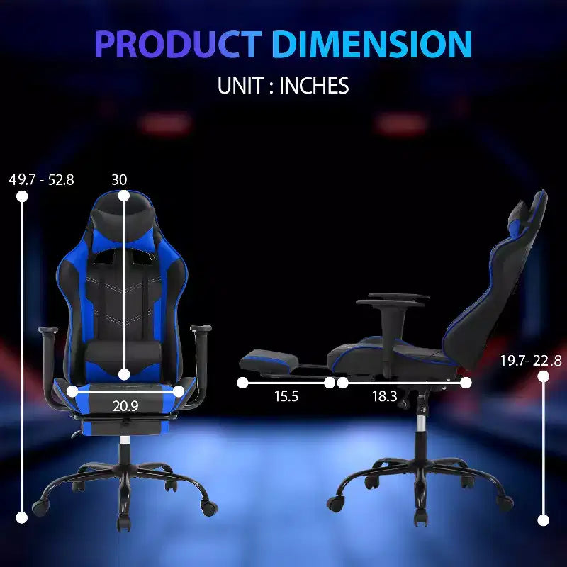 Sedia da Gaming Racing, Nera/Blu/Mimetica/Grigia/Rosa/Rossa/Bianca, Monoposto, Girevole