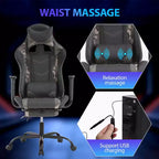 Sedia da Gaming Racing, Nera/Blu/Mimetica/Grigia/Rosa/Rossa/Bianca, Monoposto, Girevole